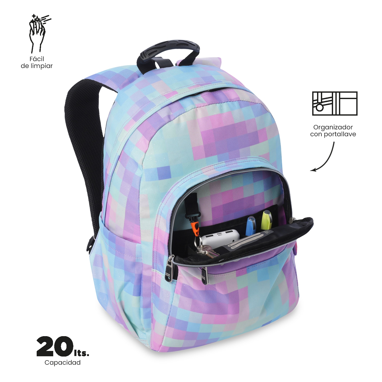 Mochila Escolar Totto Acuareles Glitter Roxo-5