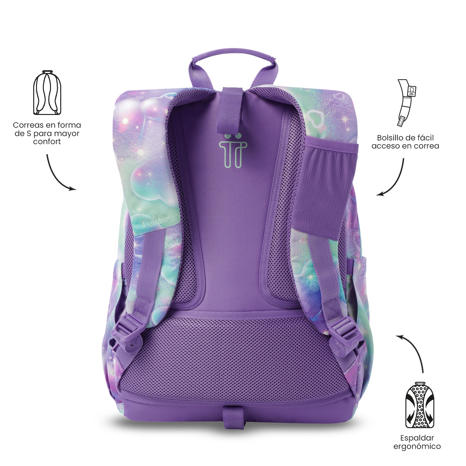 Mochila Escolar Totto Acuareles Roxo-5