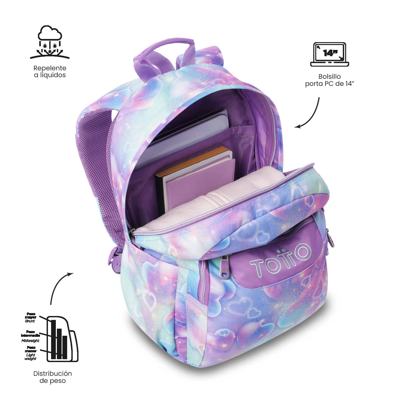 Mochila Escolar Totto Acuareles Roxo-6