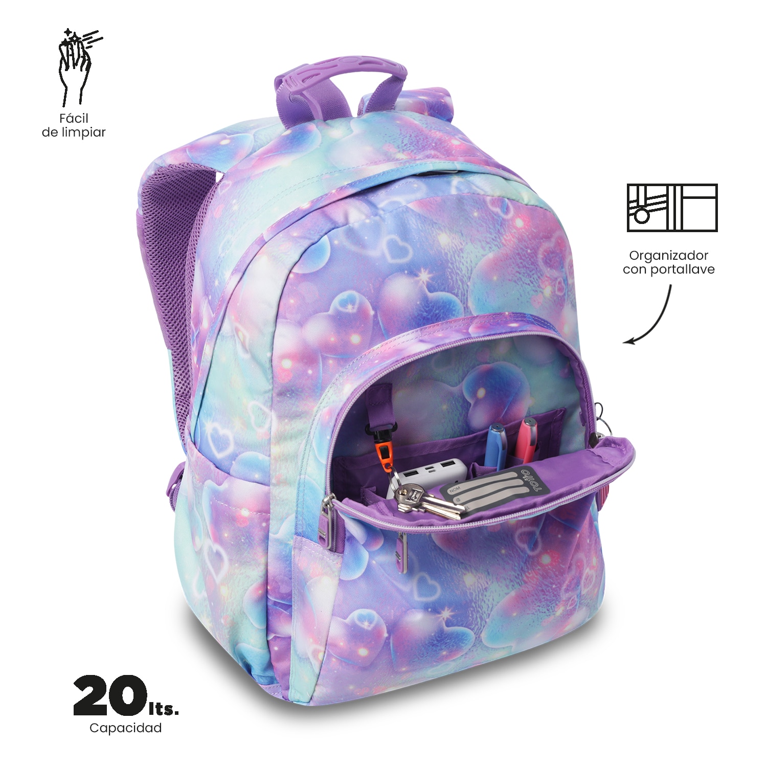 Mochila Escolar Totto Acuareles Roxo-7