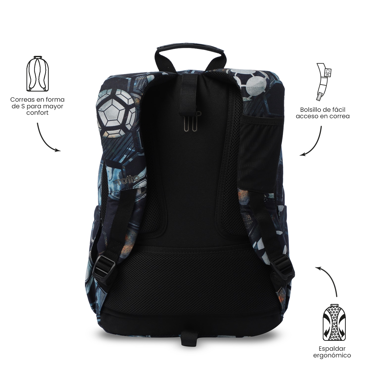 Mochila Escolar Totto Acuareles Preto-5