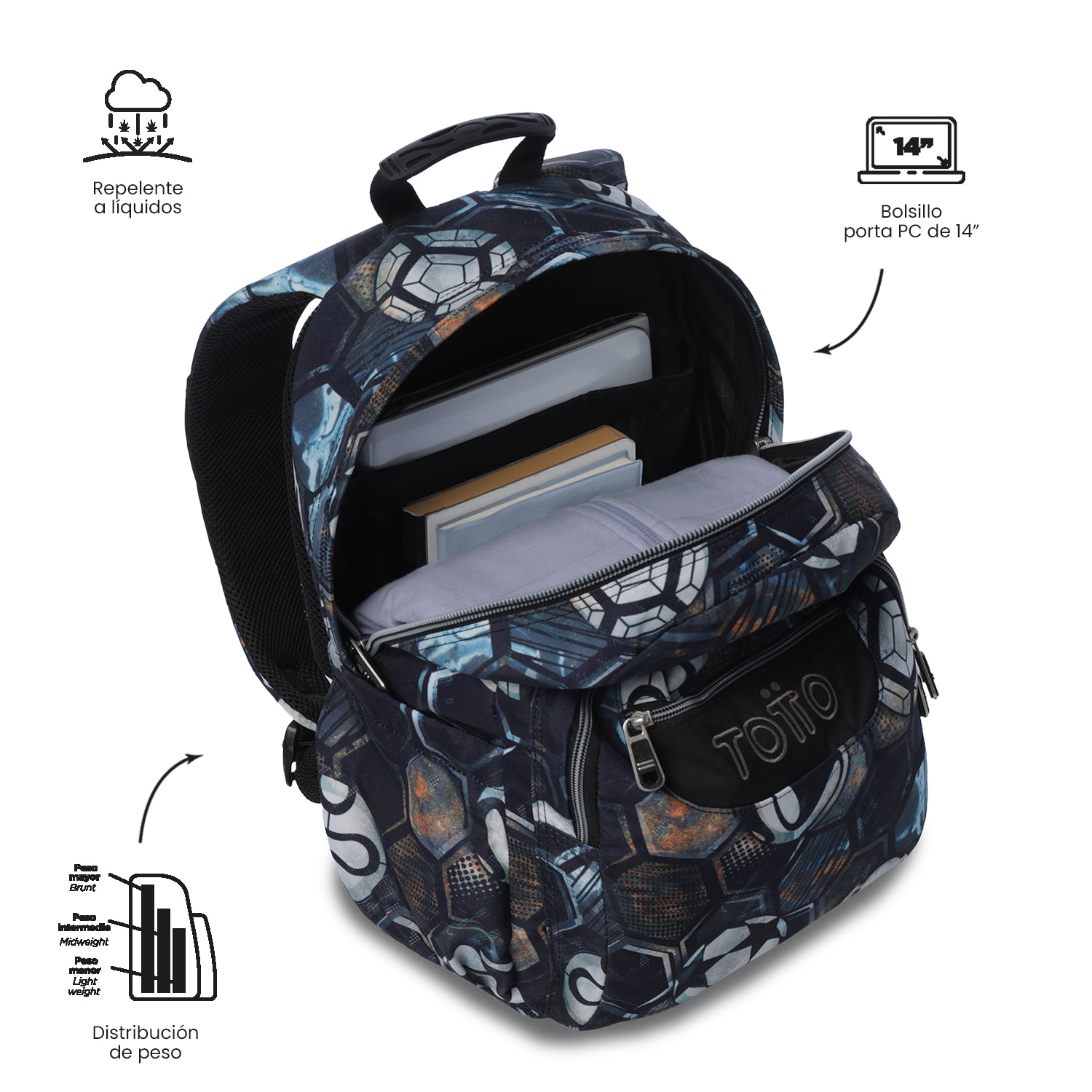 Mochila Escolar Totto Acuareles Preto-6