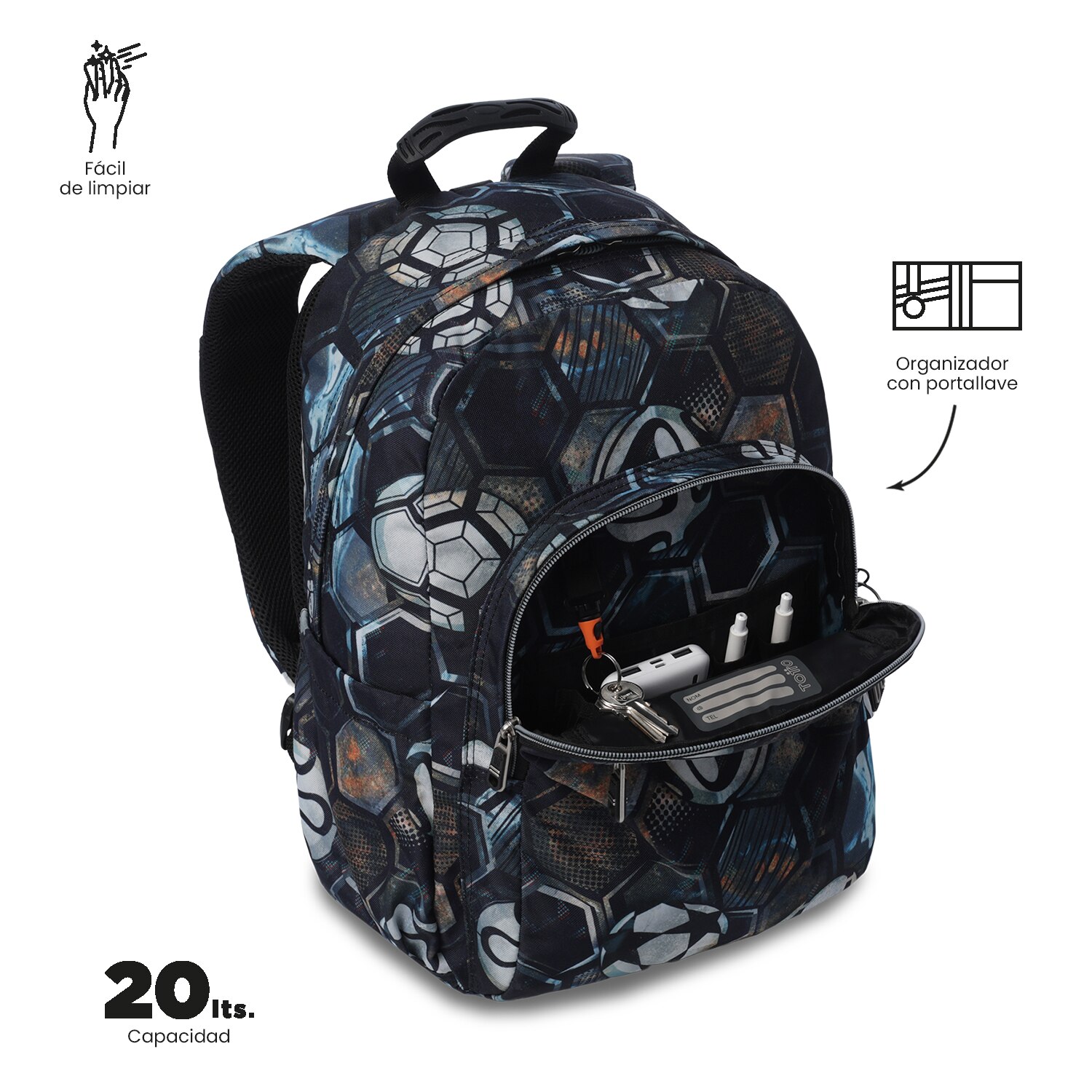 Mochila Escolar Totto Acuareles Preto-7