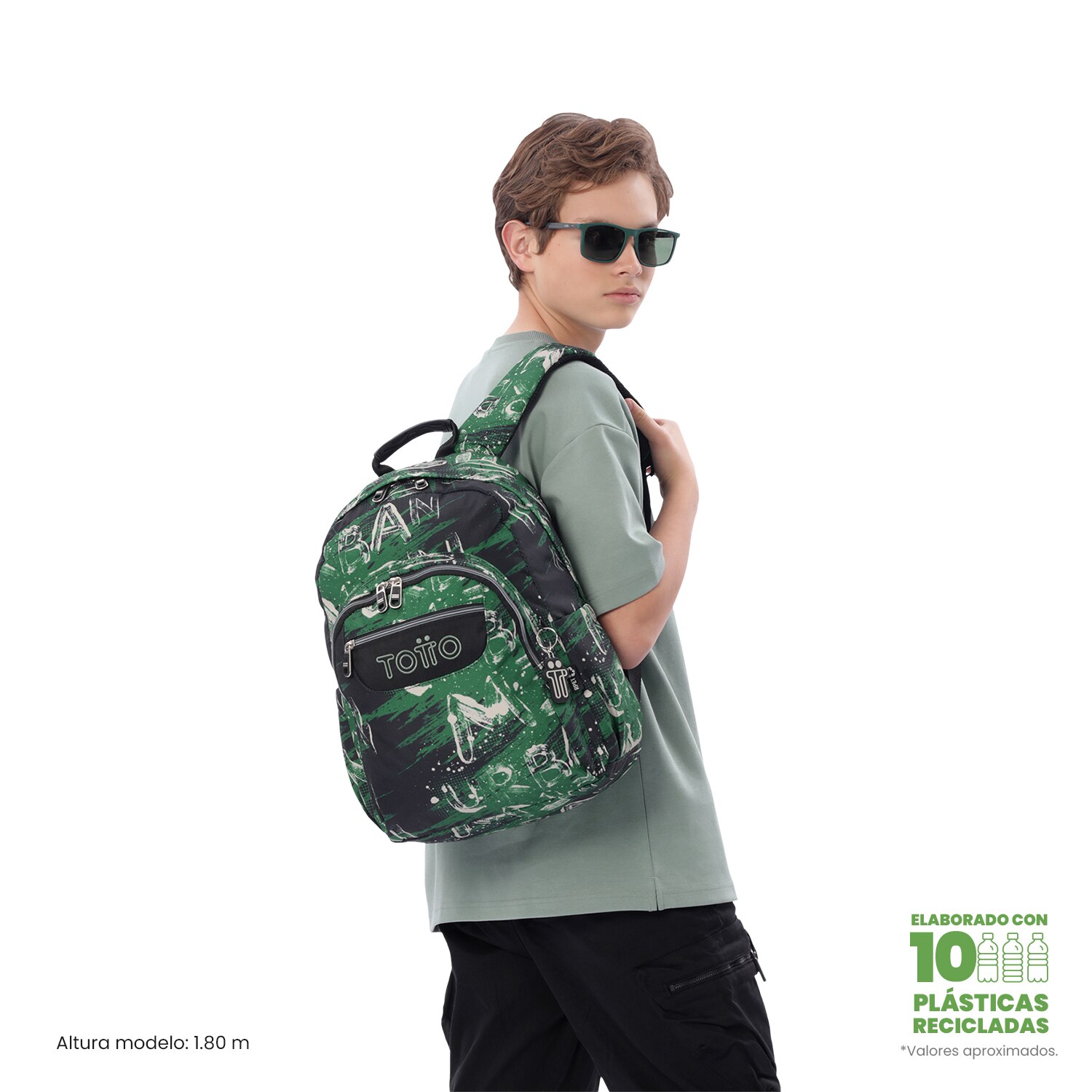 Mochila Escolar Totto Acuareles Verde-2