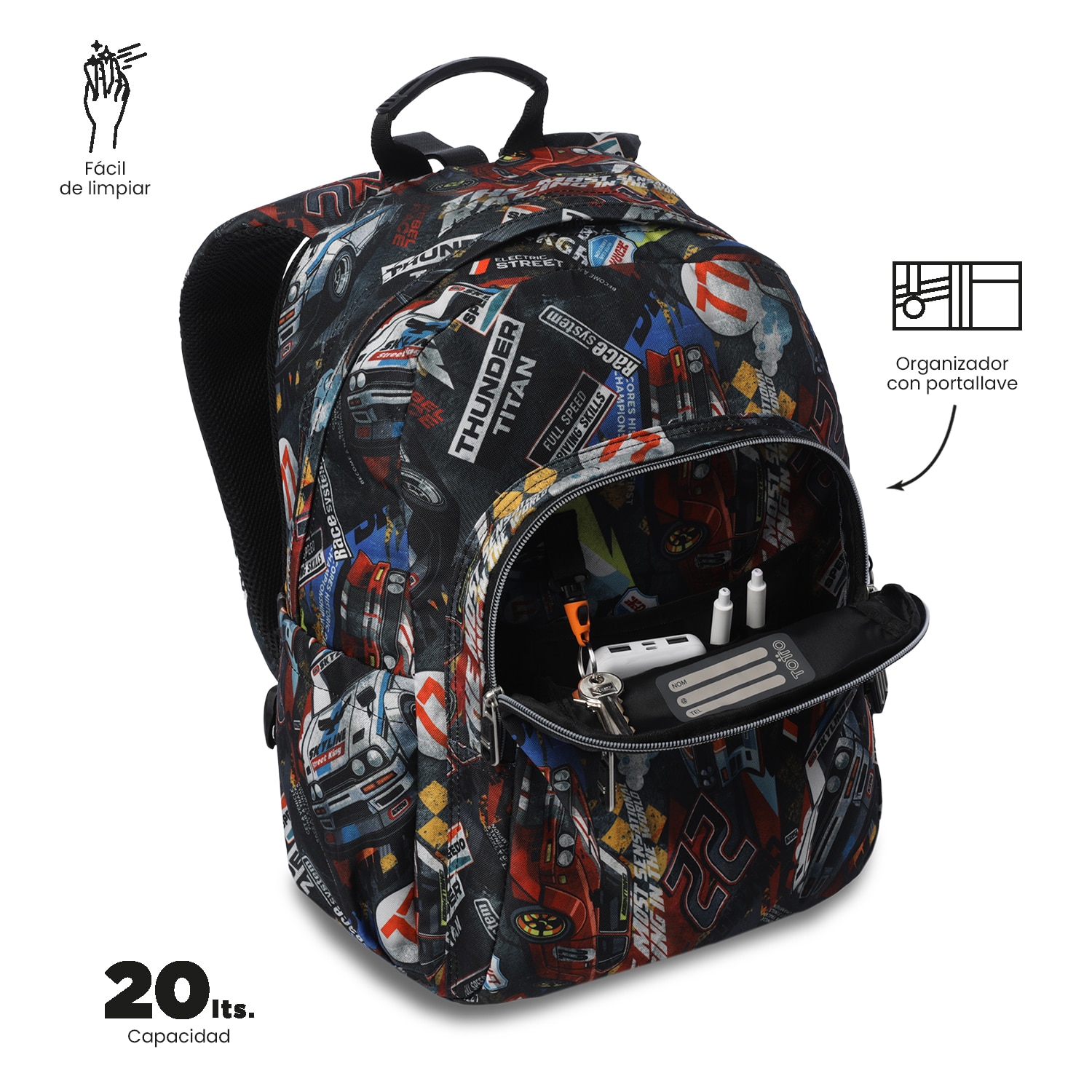 Mochila Escolar Totto Acuareles Vermelho-7
