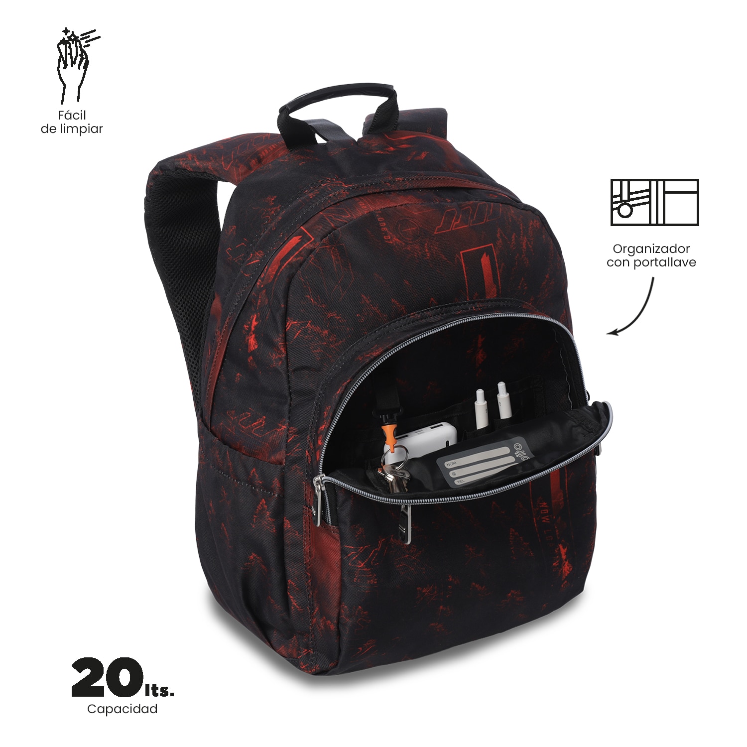 Mochila Escolar Totto Acuareles Vermelho-7