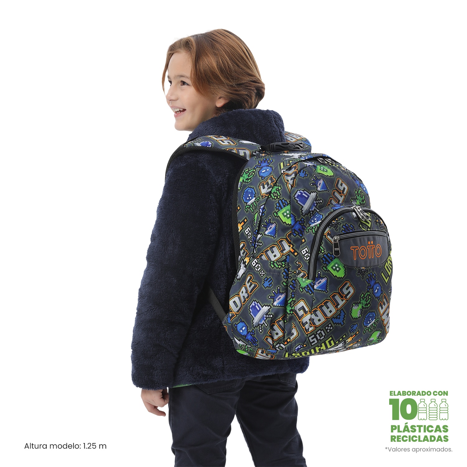 Mochila Escolar Totto Acuareles Cinzento-3