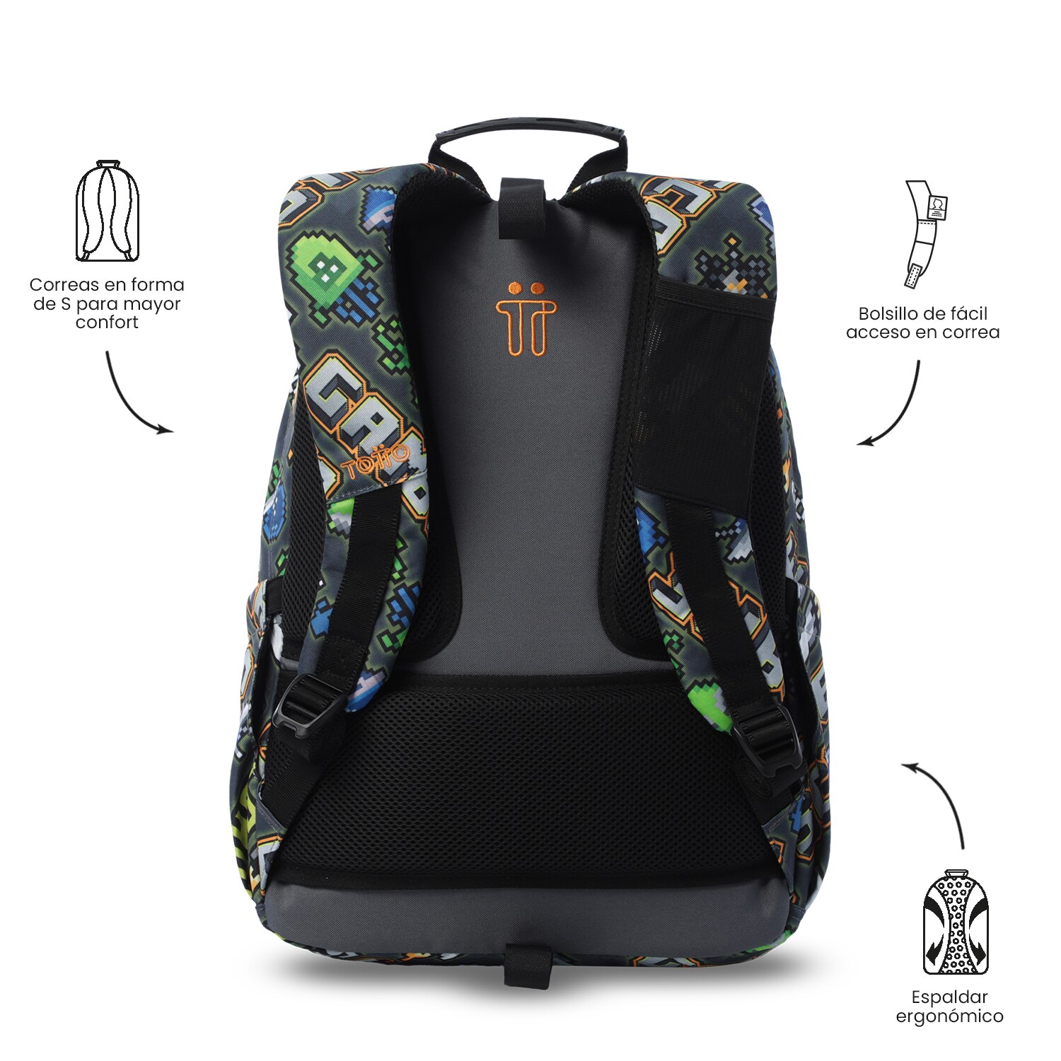 Mochila Escolar Totto Acuareles Cinzento-5