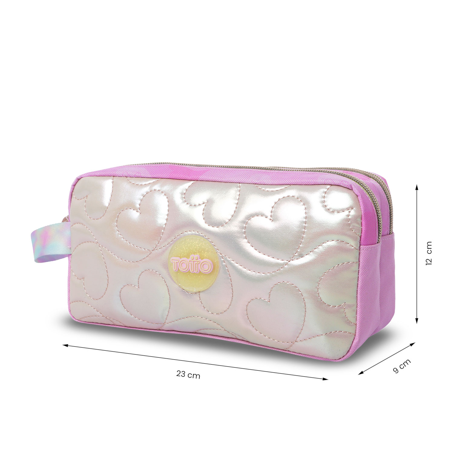 Estojo Infantil Totto Unicorn Kisses com 2 Compartimentos Rosa-3