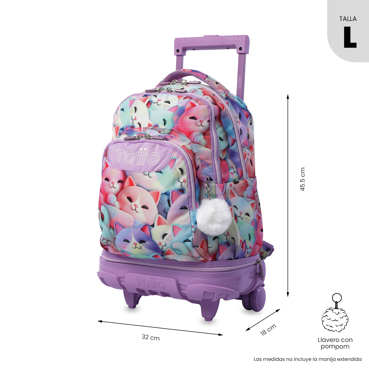 Mochila Escolar com Rodas Totto Tiza Roxo-3
