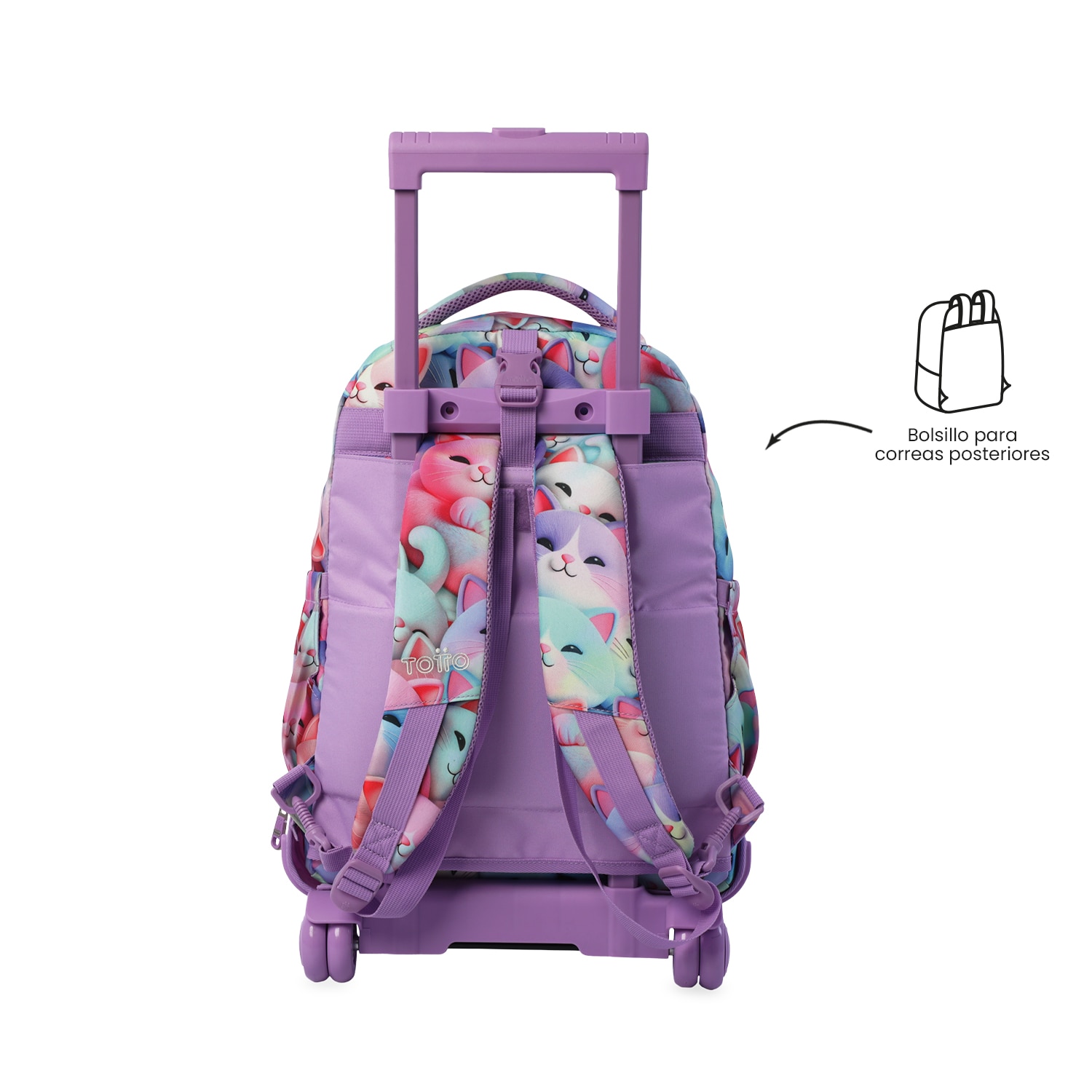 Mochila Escolar com Rodas Totto Tiza Roxo-4