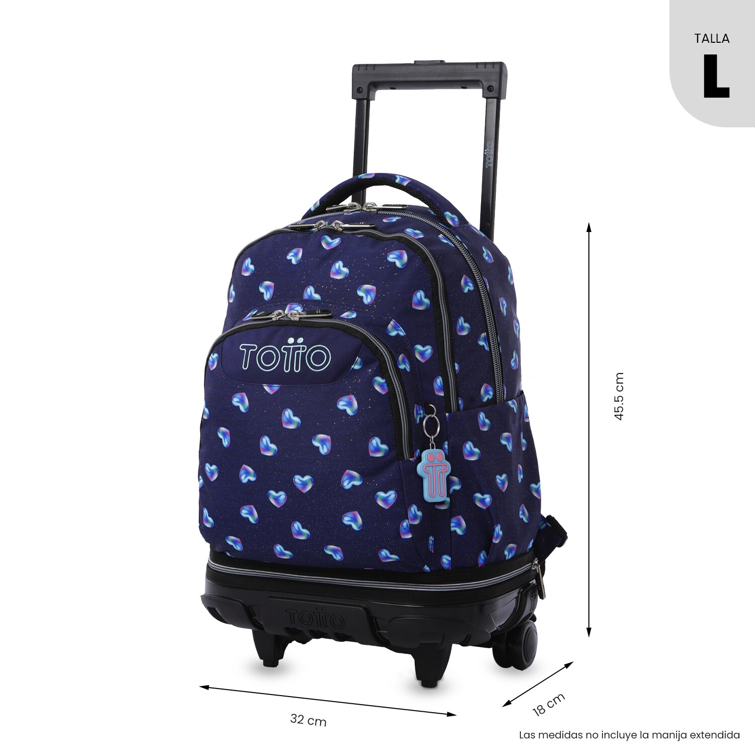 Mochila Escolar com Rodas Totto Tiza Glitter Azul-3