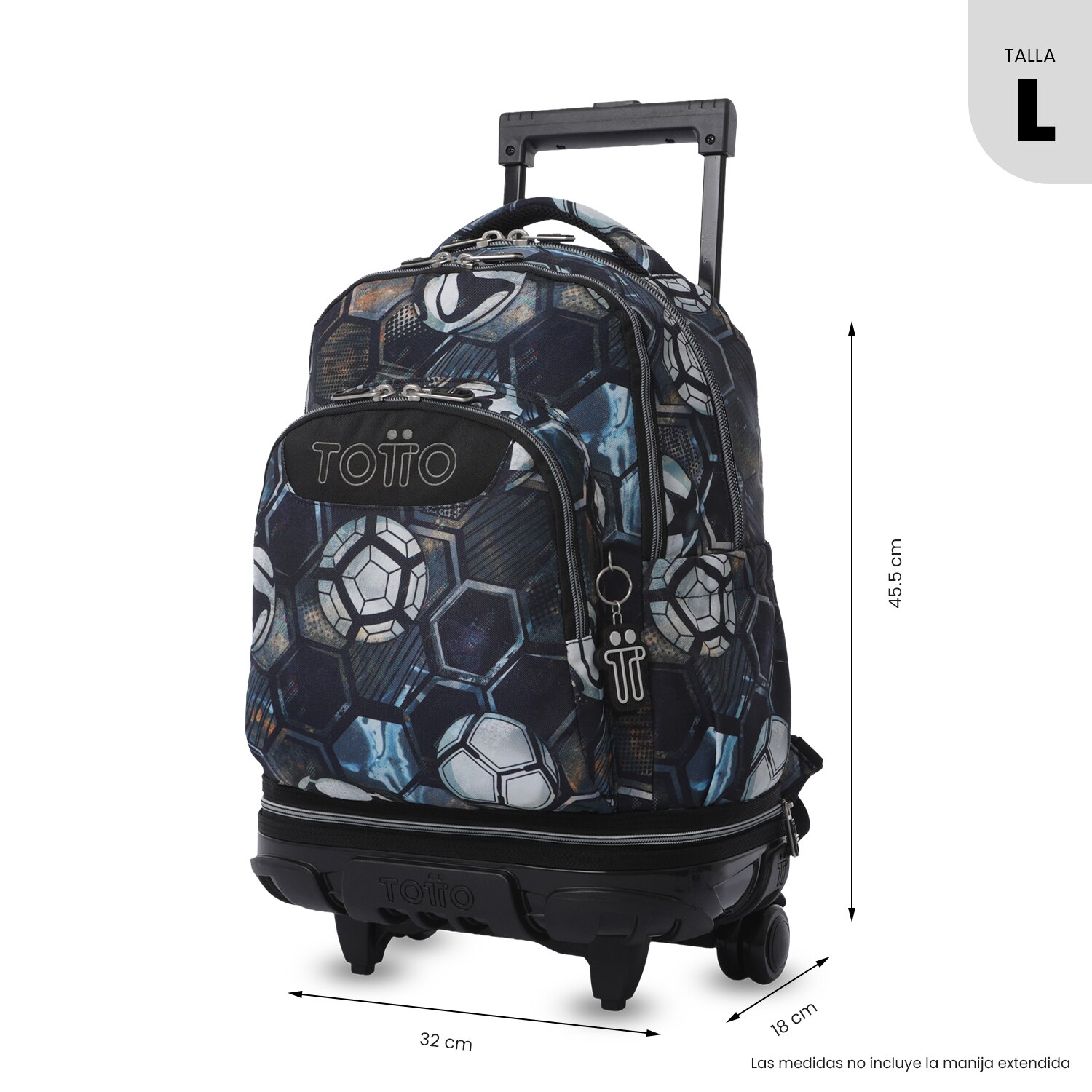 Mochila Escolar com Rodas Totto Tiza Preto-4