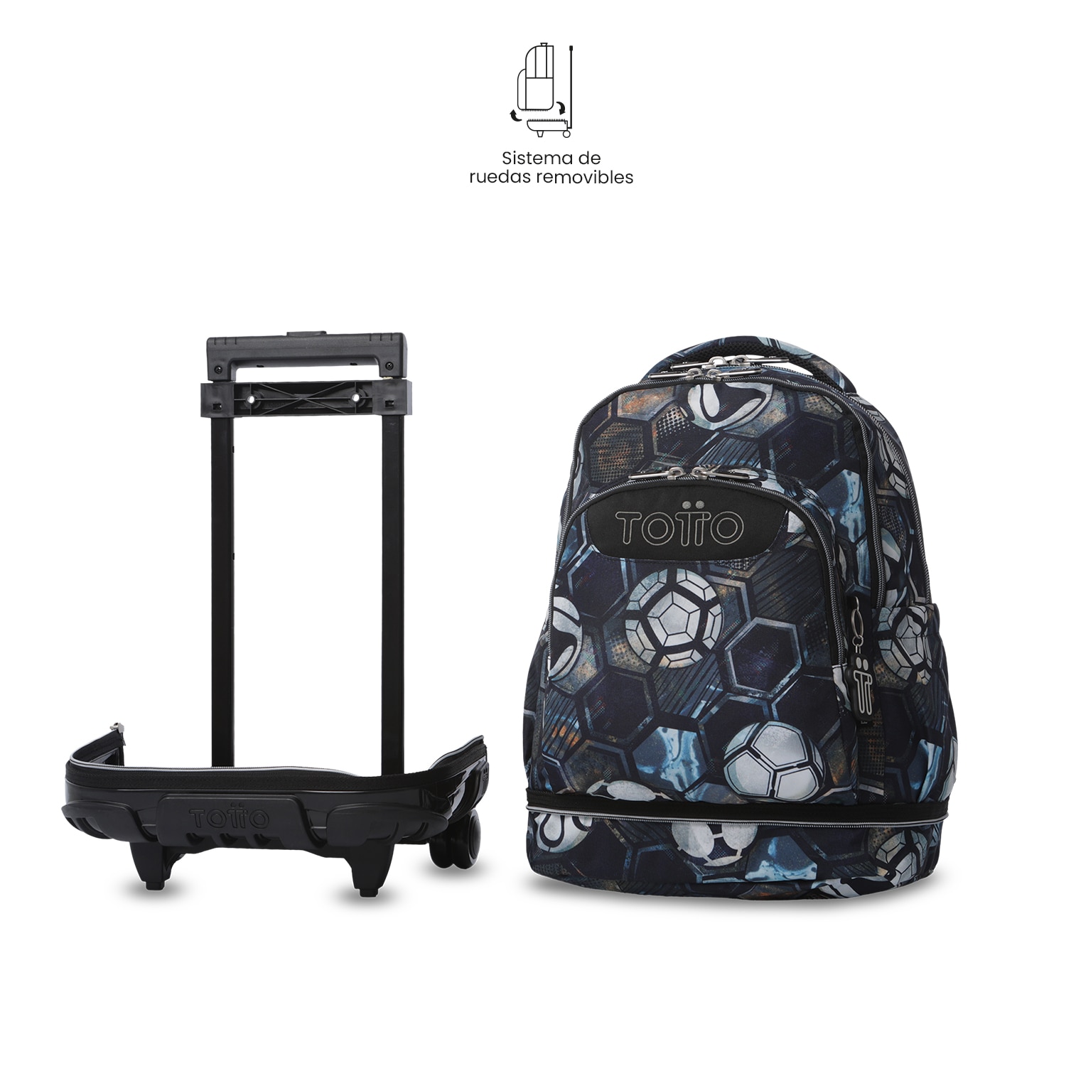 Mochila Escolar com Rodas Totto Tiza Preto-7