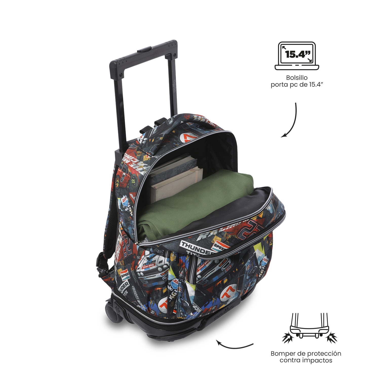 Mochila Escolar com Rodas Totto Tiza Vermelho-7
