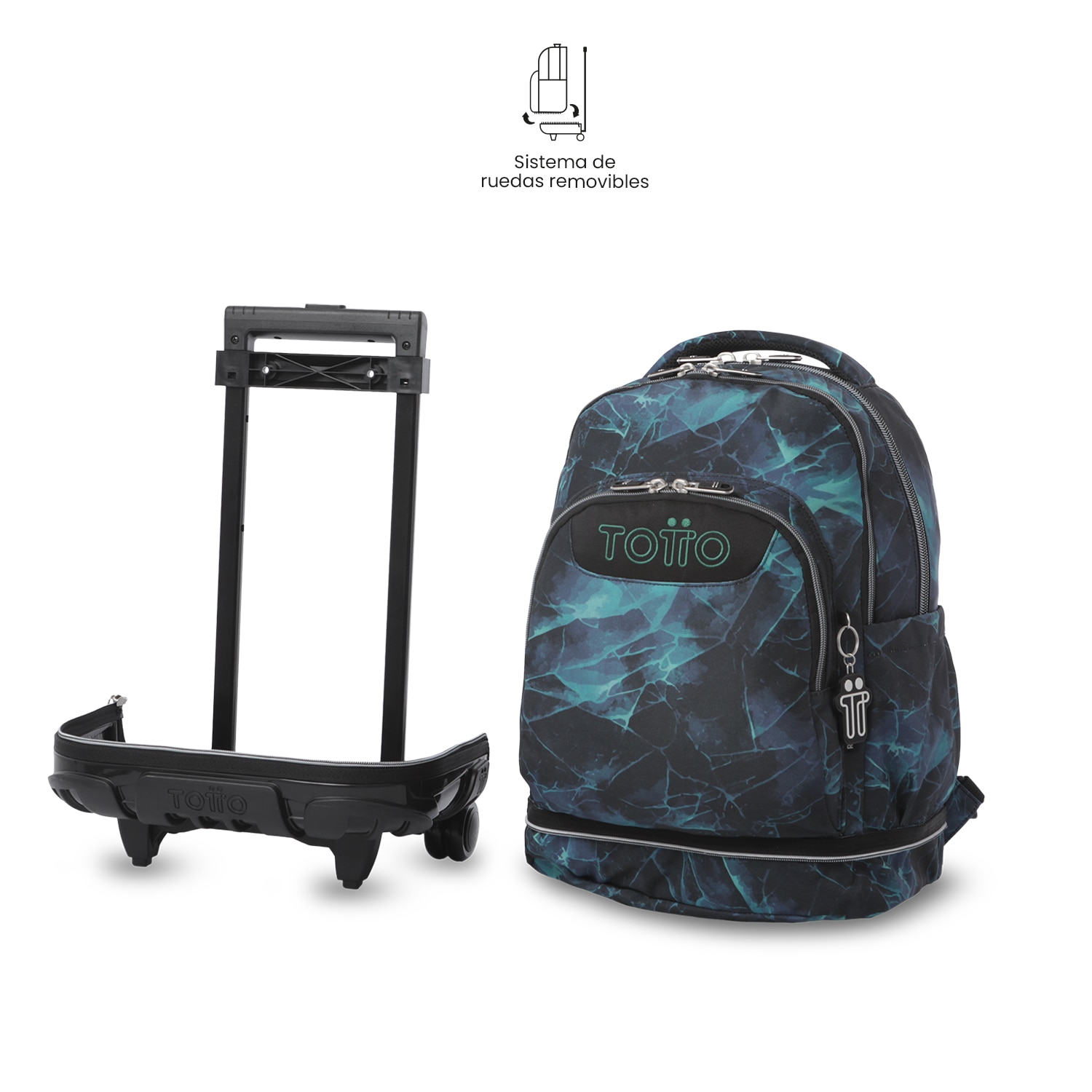 Mochila Escolar com Rodas Totto Tiza Preto-6