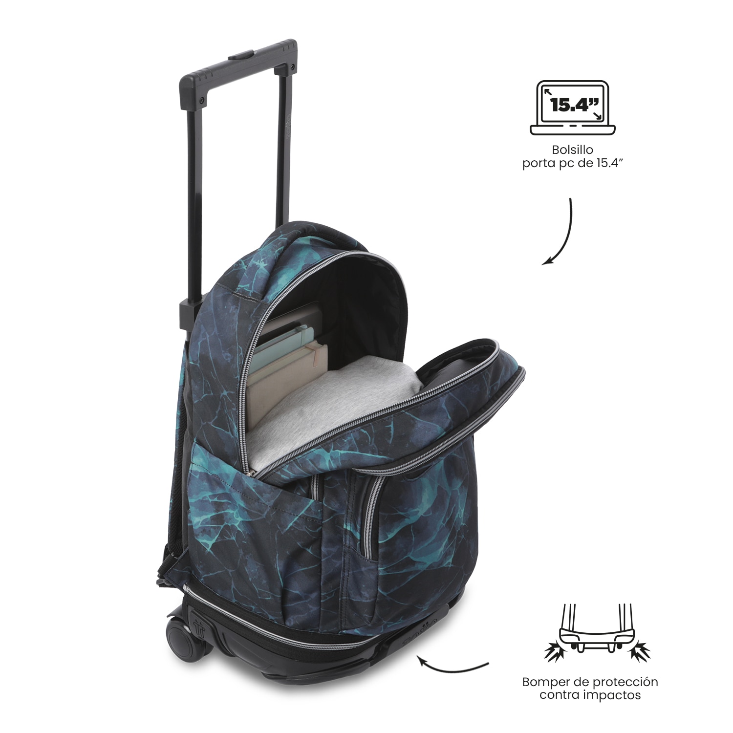 Mochila Escolar com Rodas Totto Tiza Preto-8
