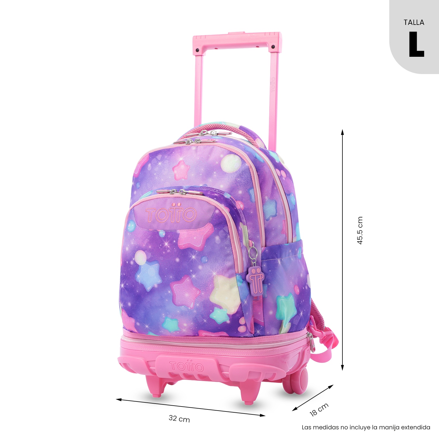 Mochila Escolar com Rodas Totto Tiza Rosa-4