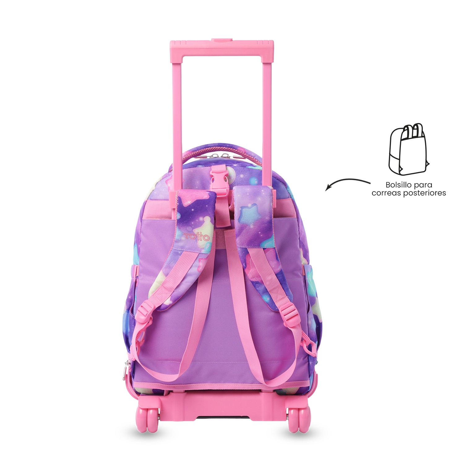 Mochila Escolar com Rodas Totto Tiza Rosa-5