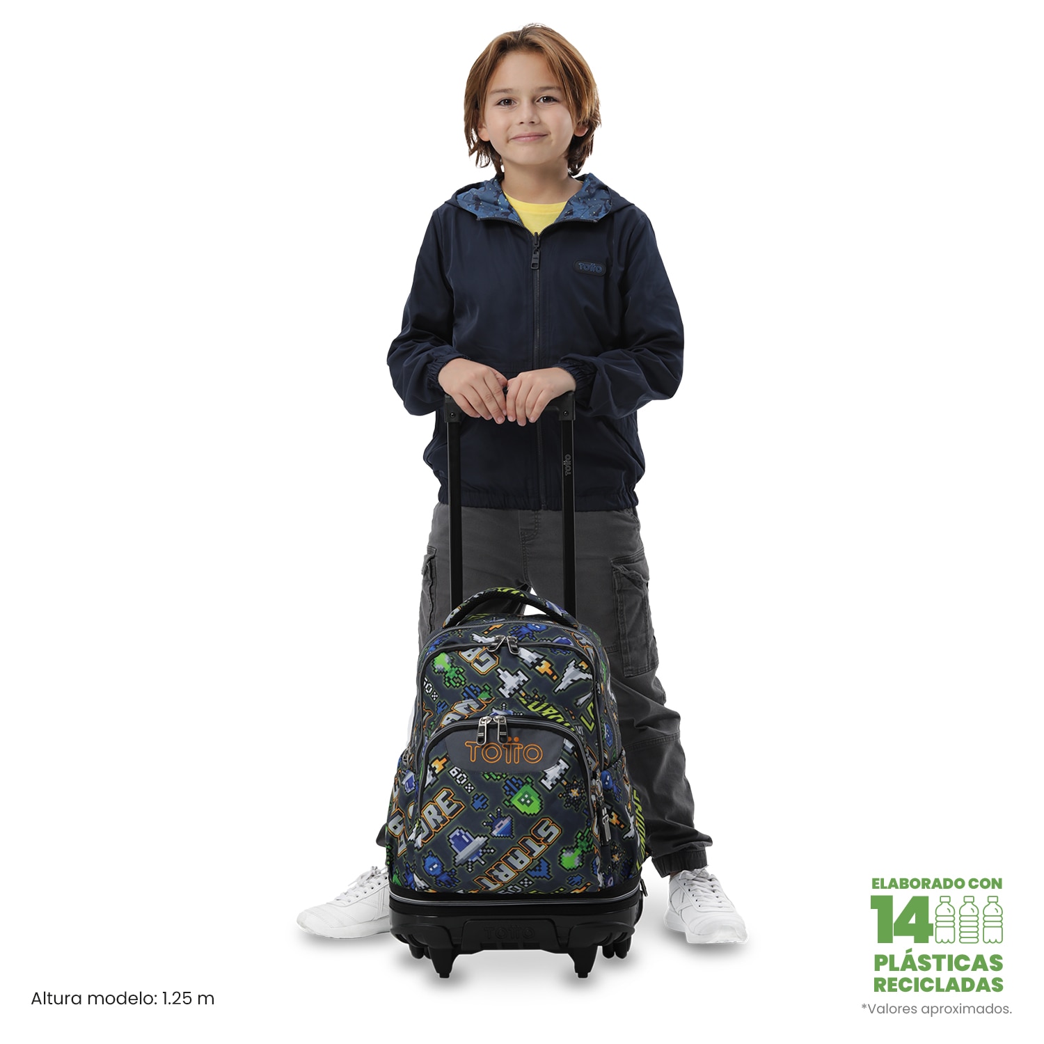 Mochila Escolar com Rodas Totto Tiza Cinzento-3