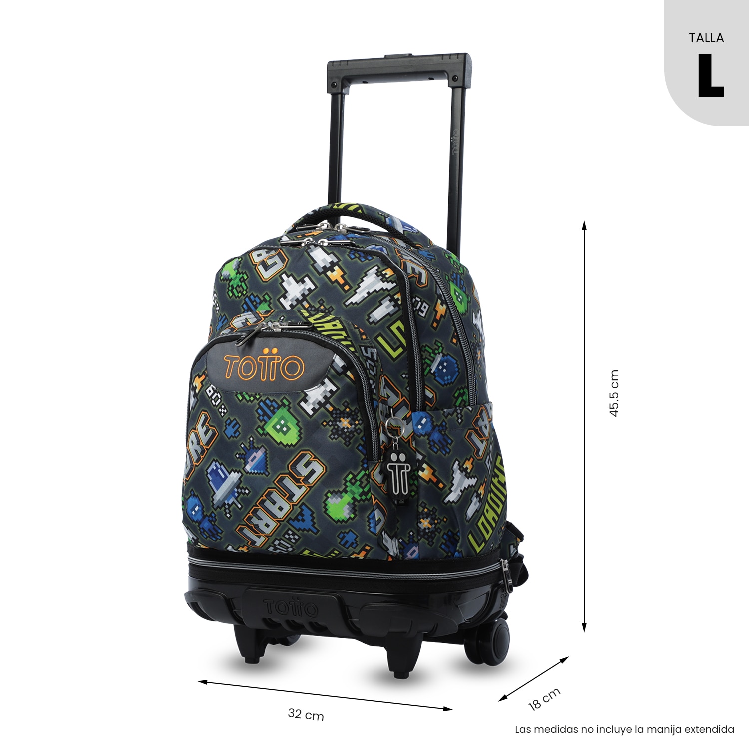 Mochila Escolar com Rodas Totto Tiza Cinzento-4