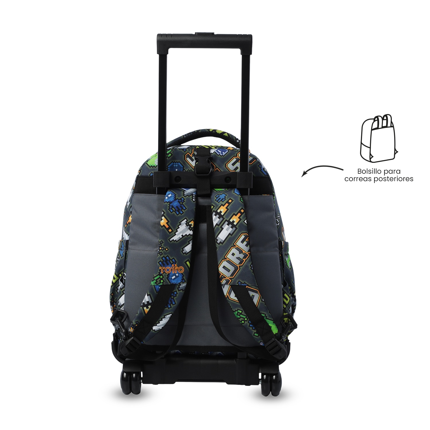 Mochila Escolar com Rodas Totto Tiza Cinzento-5