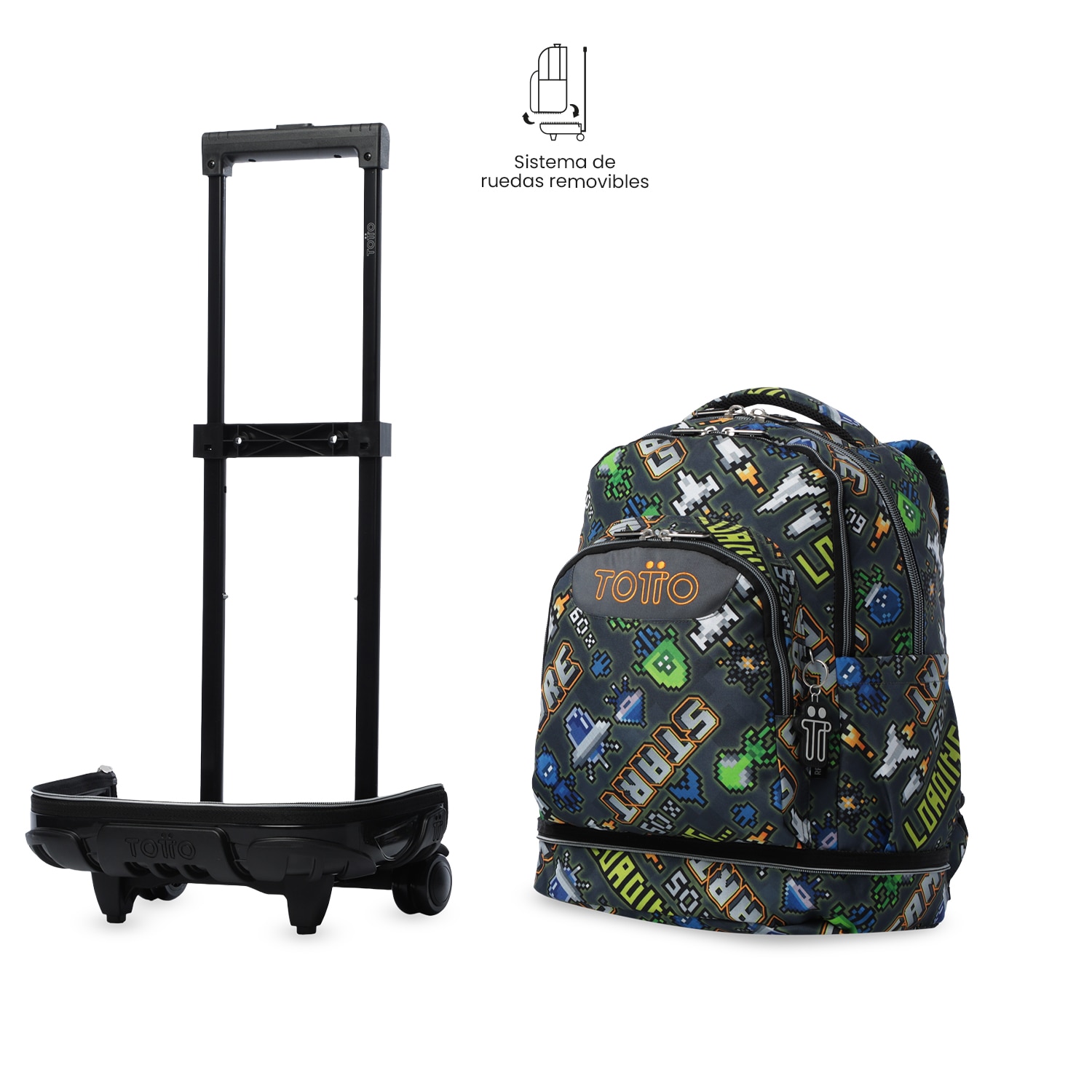 Mochila Escolar com Rodas Totto Tiza Cinzento-7