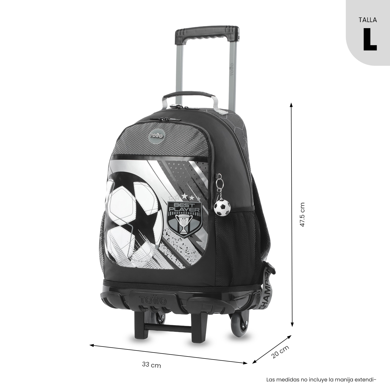 Mochila Infantil com Rodas Totto Champion L Preto-4