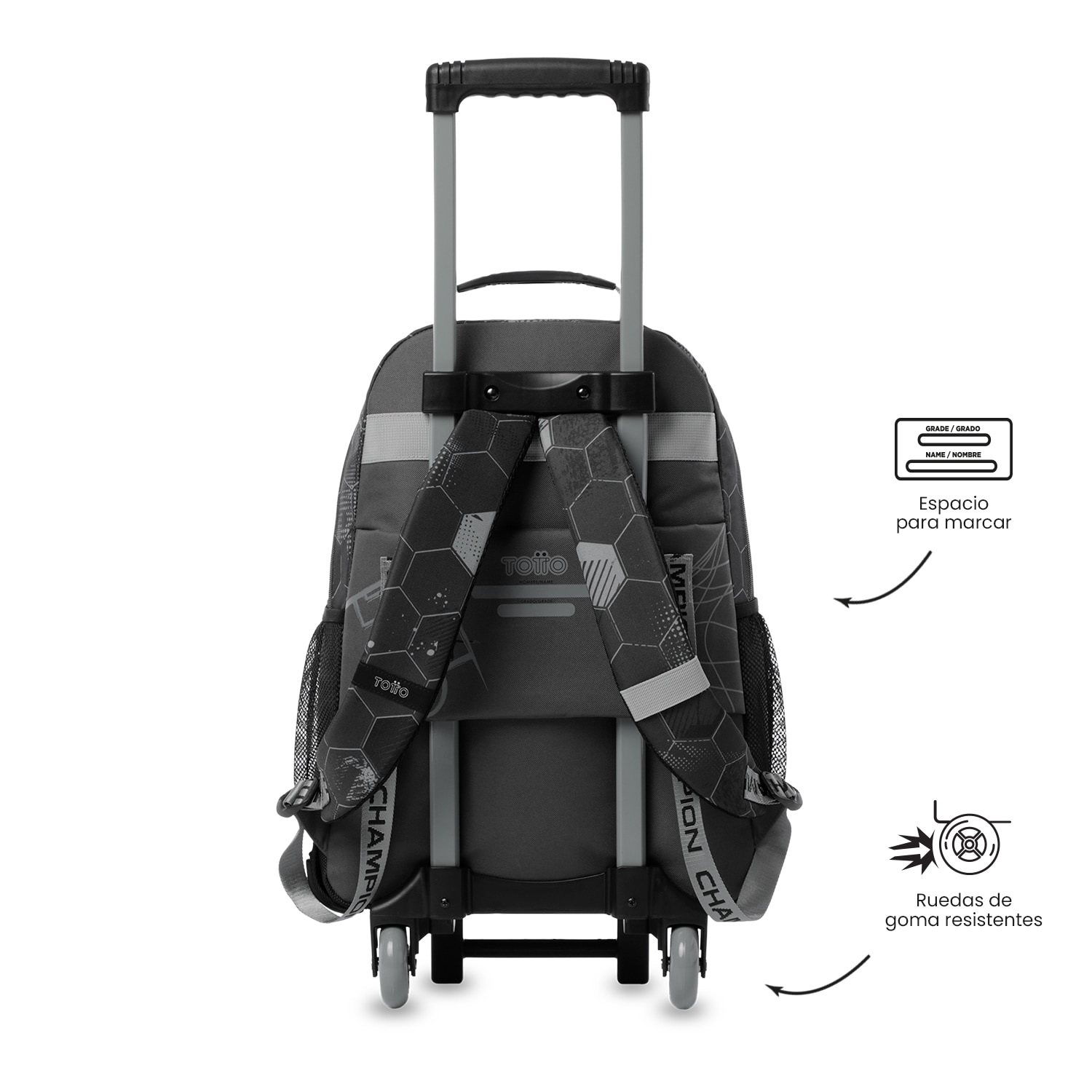 Mochila Infantil com Rodas Totto Champion L Preto-5
