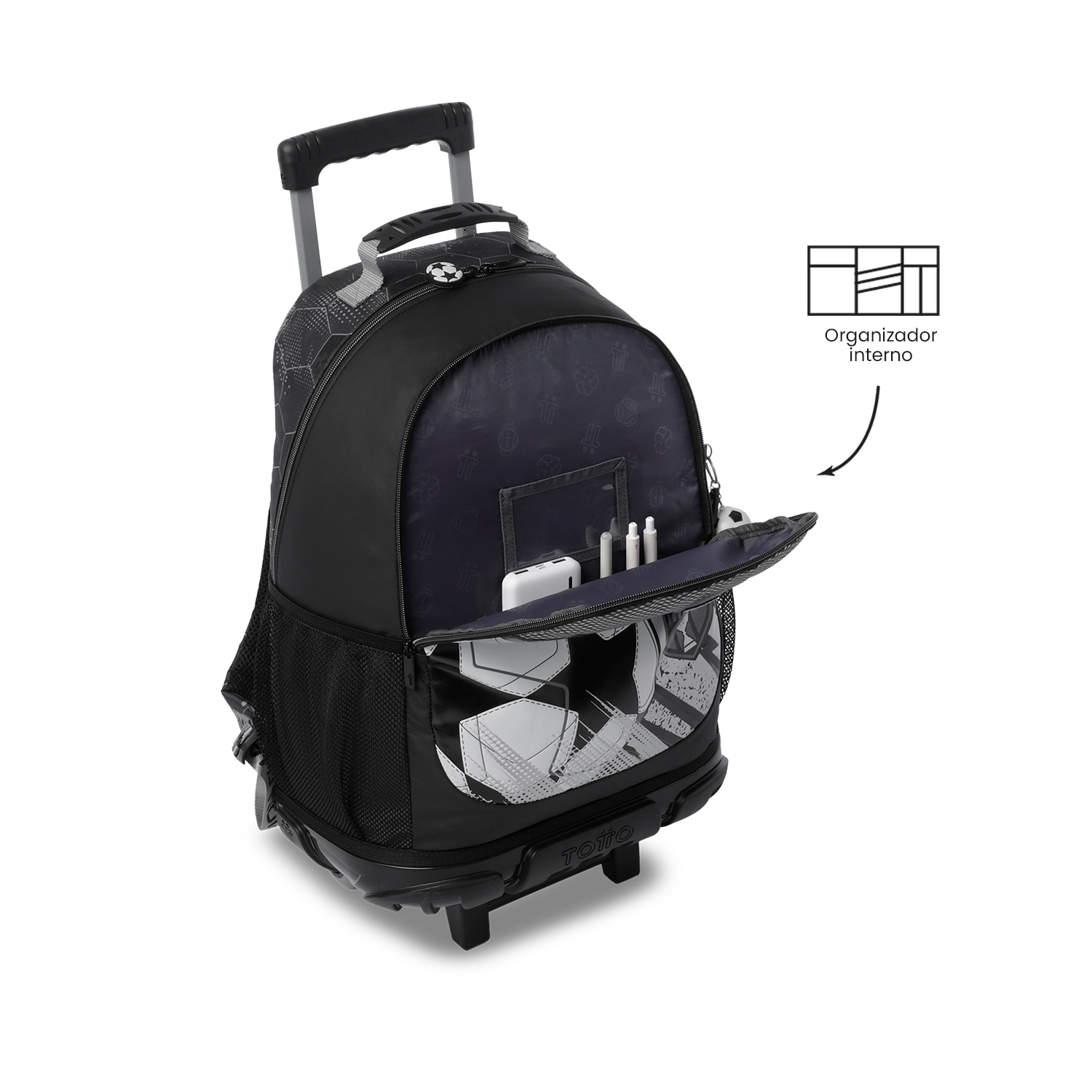 Mochila Infantil com Rodas Totto Champion L Preto-7