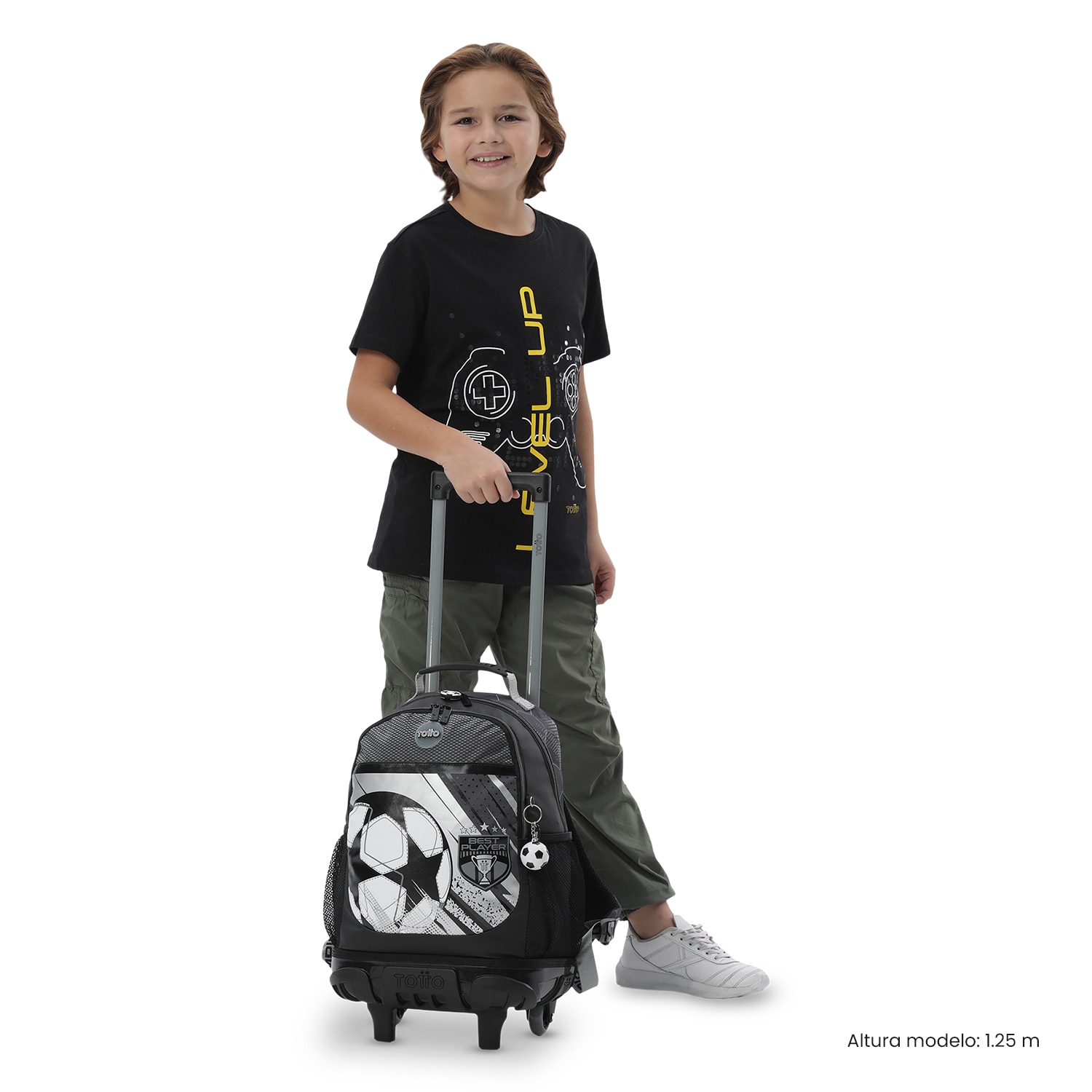 Mochila Infantil com Rodas Totto Champion M Preto-3
