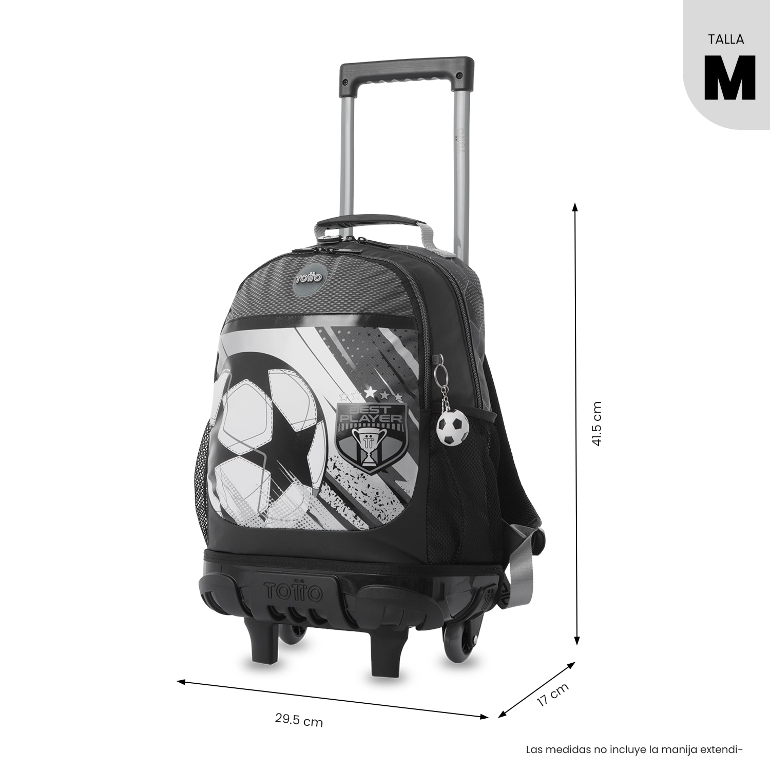 Mochila Infantil com Rodas Totto Champion M Preto-4