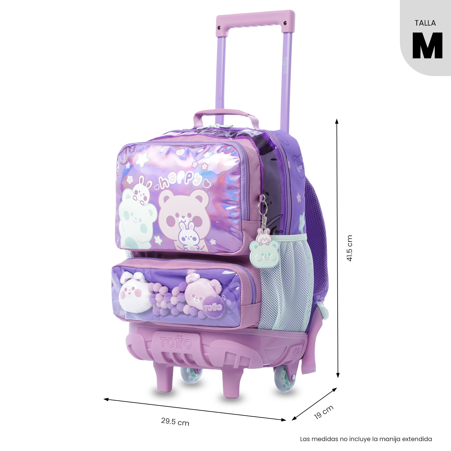 Mochila Infantil com Rodas Totto Friends Party M Roxo-4