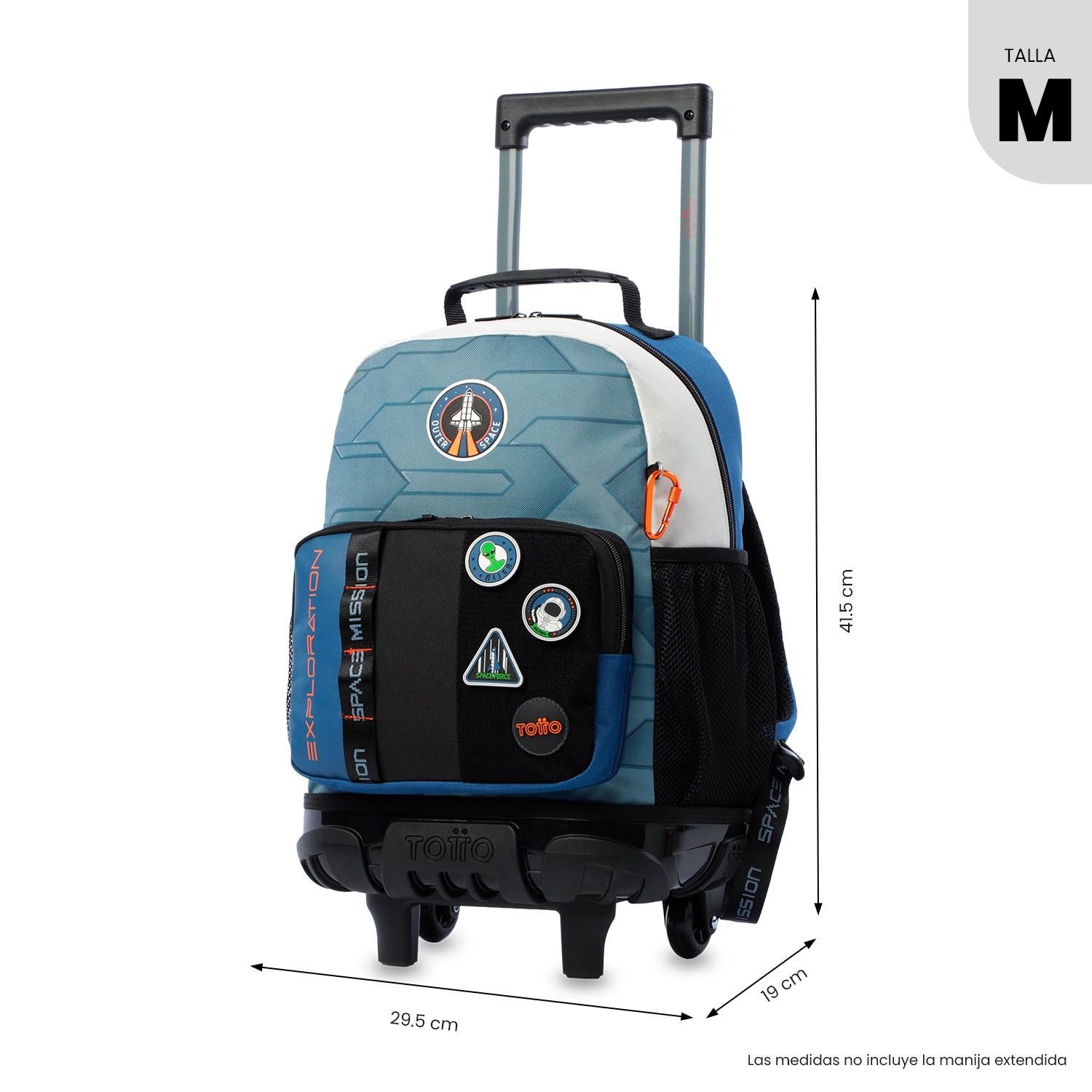 Mochila Infantil com Rodas Totto Stardust M Azul-3