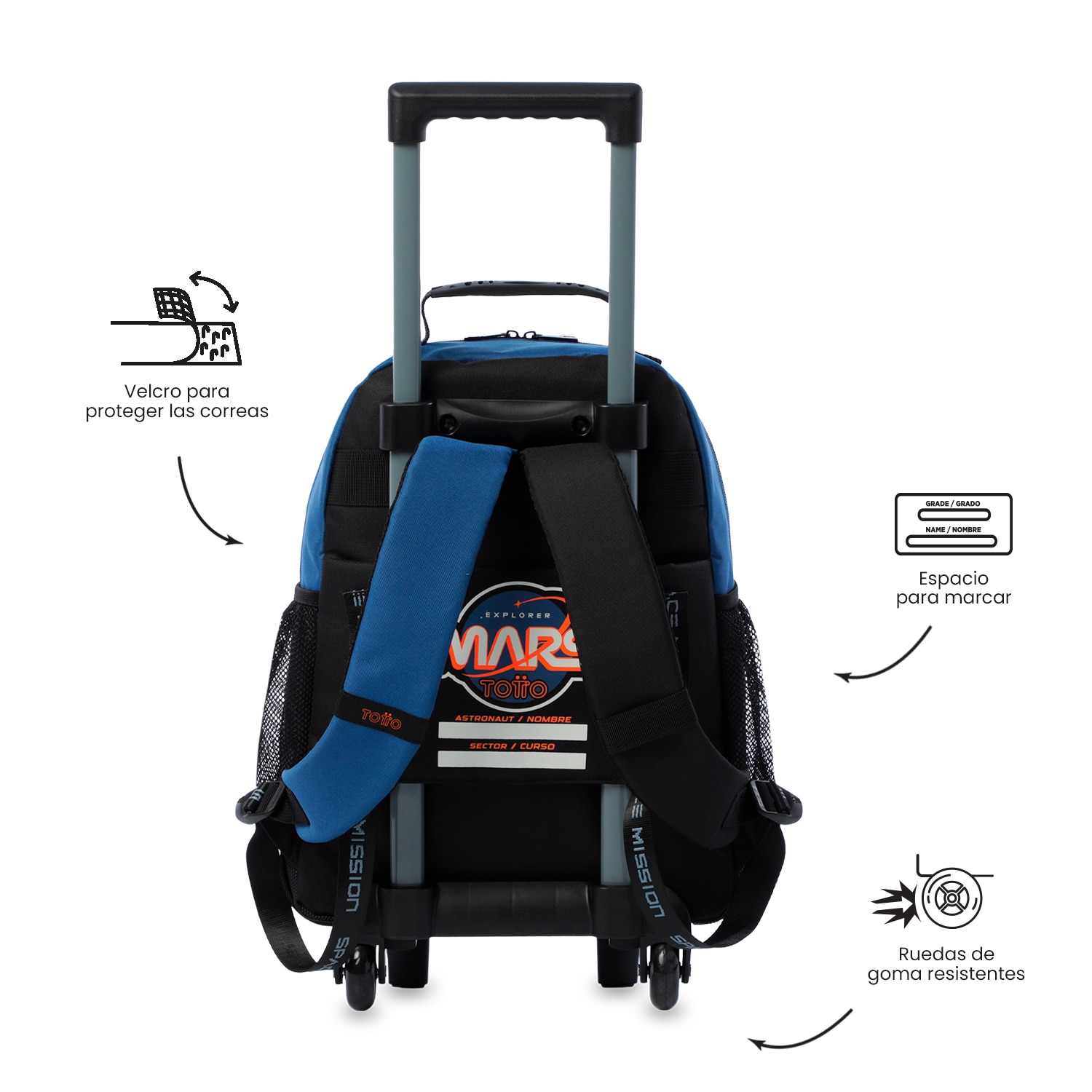Mochila Infantil com Rodas Totto Stardust M Azul-4