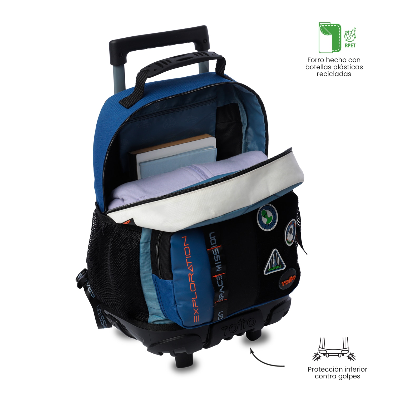 Mochila Infantil com Rodas Totto Stardust M Azul-5