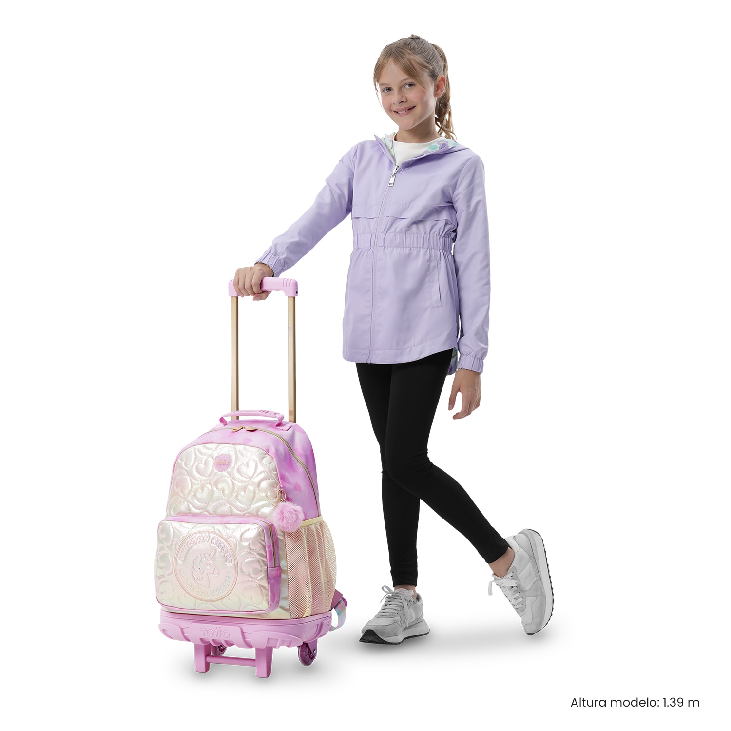 Mochila Infantil com Rodas Totto Unicorn Kisses L Rosa-3