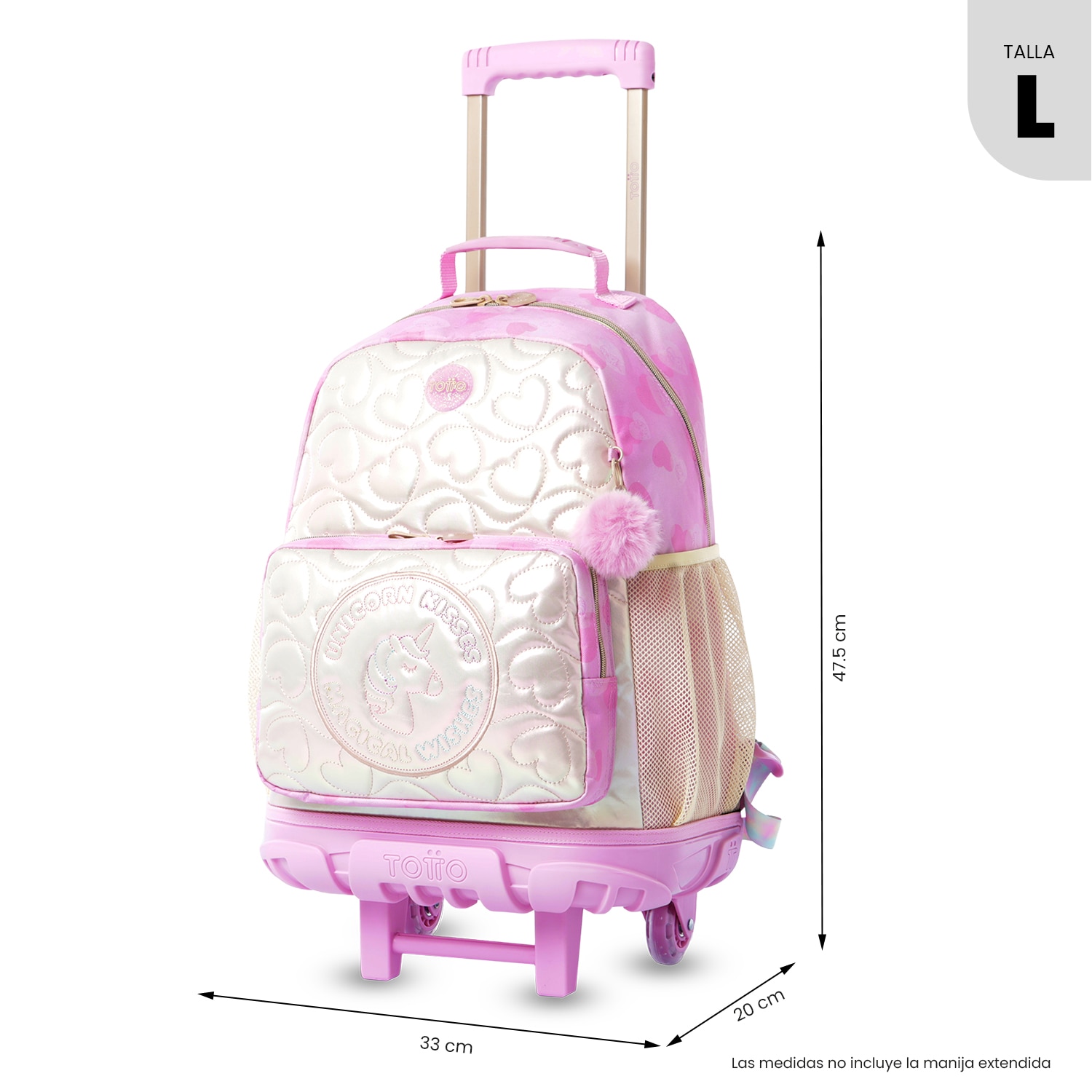 Mochila Infantil com Rodas Totto Unicorn Kisses L Rosa-4