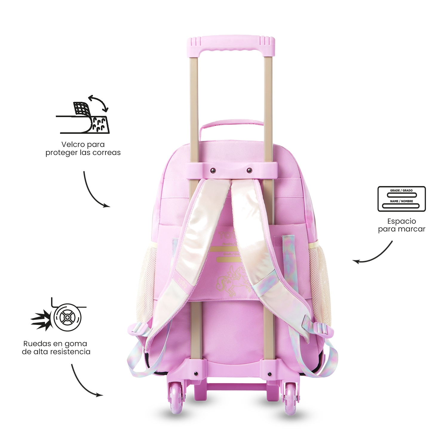 Mochila Infantil com Rodas Totto Unicorn Kisses L Rosa-5