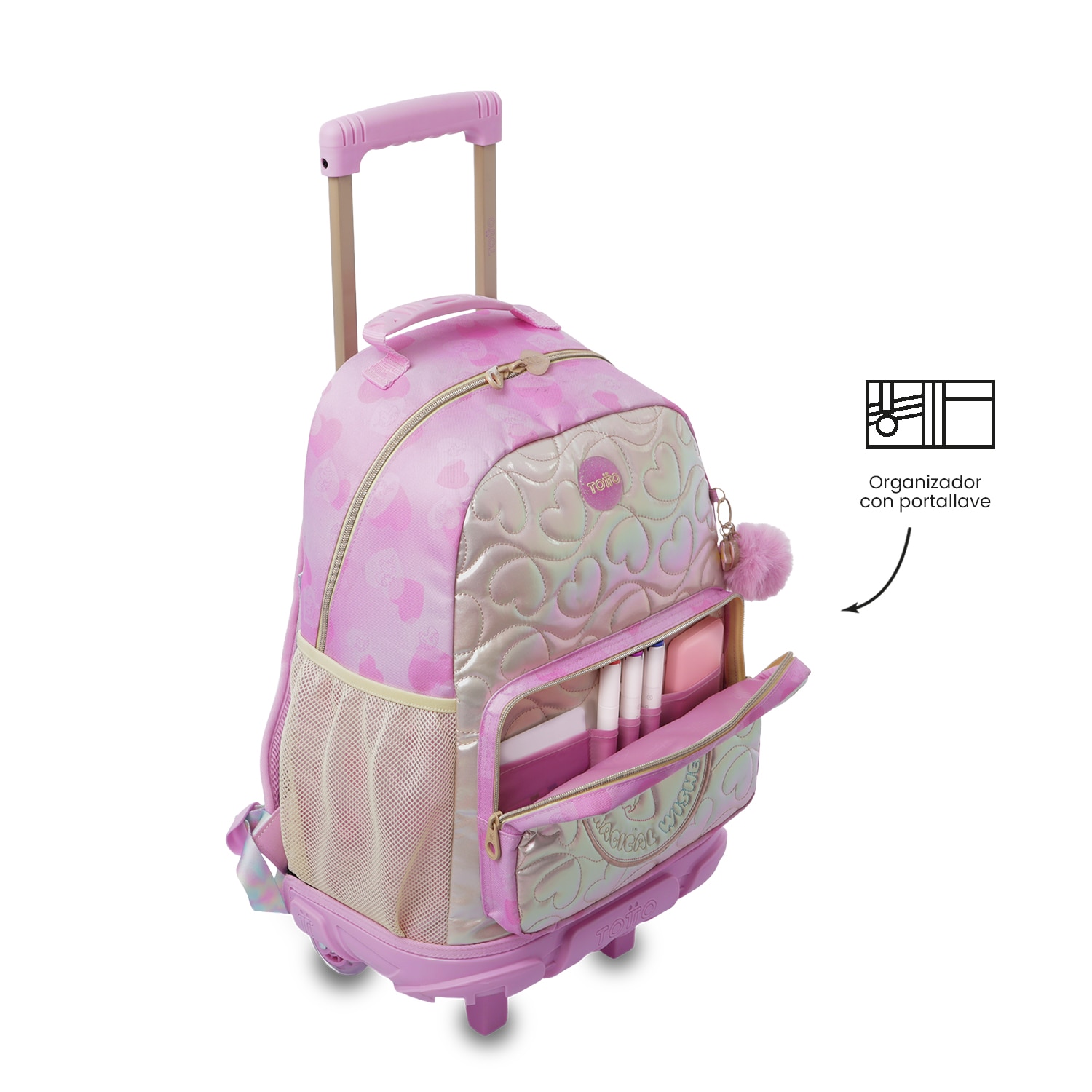 Mochila Infantil com Rodas Totto Unicorn Kisses L Rosa-7