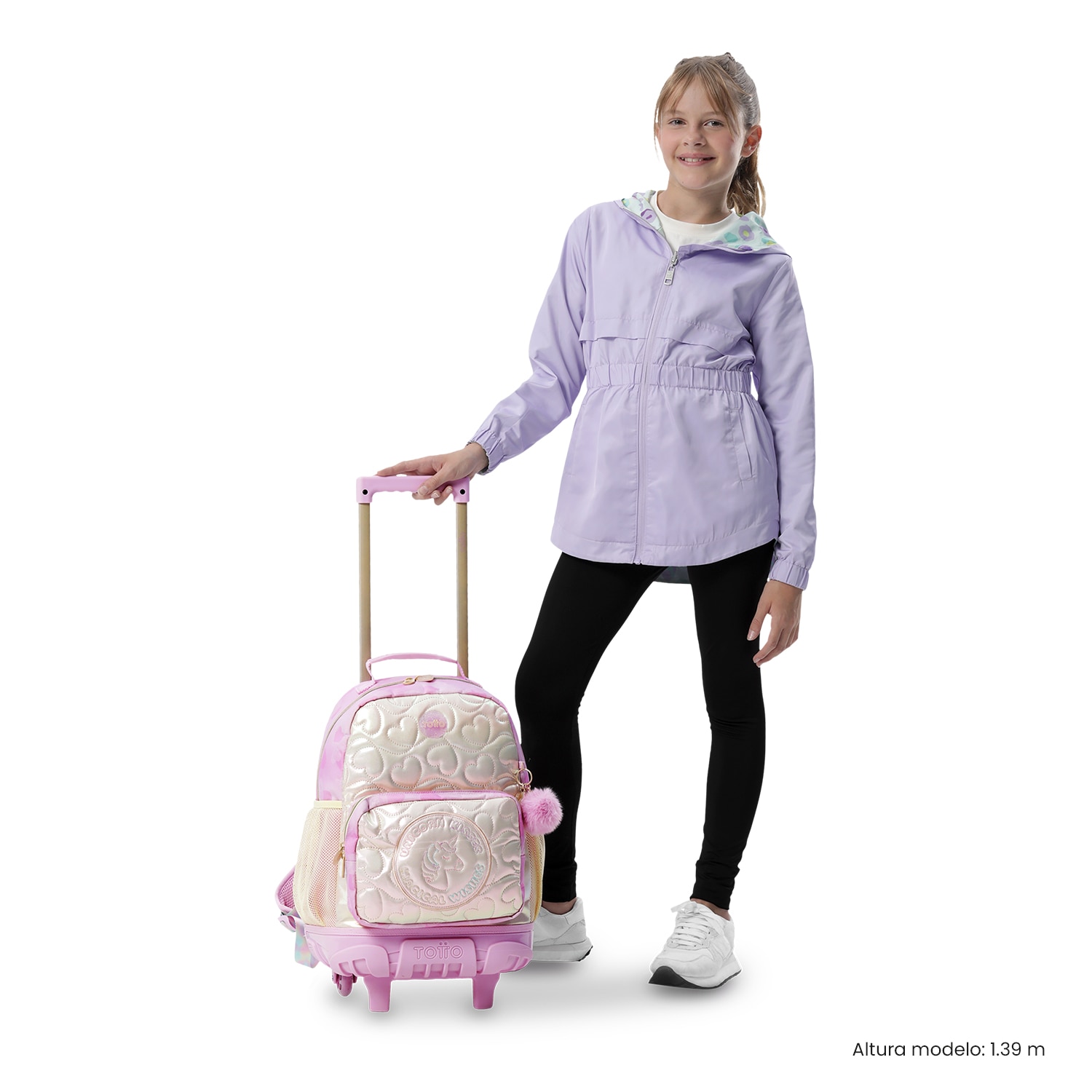 Mochila Infantil com Rodas Totto Unicorn Kisses M Rosa-3