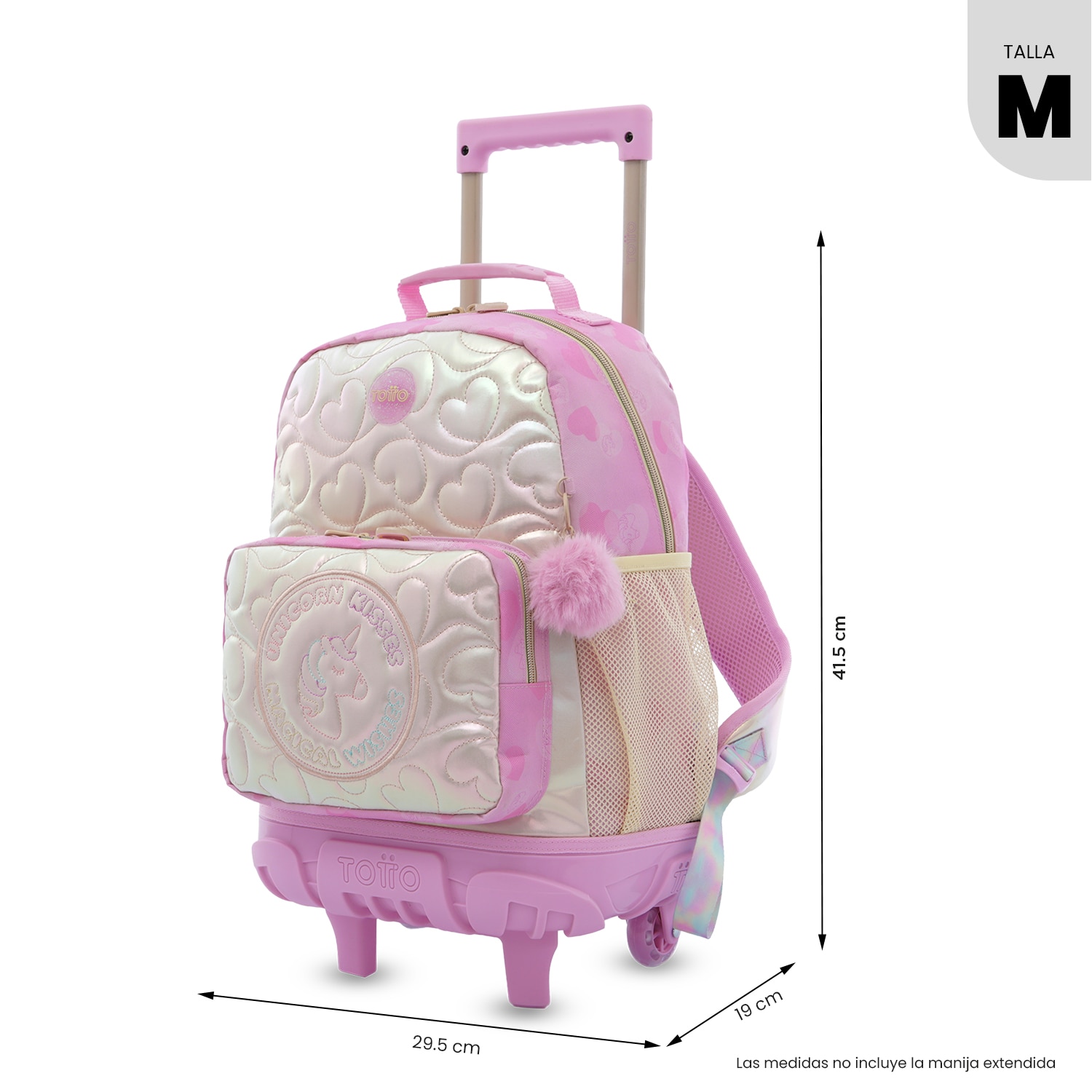 Mochila Infantil com Rodas Totto Unicorn Kisses M Rosa-4