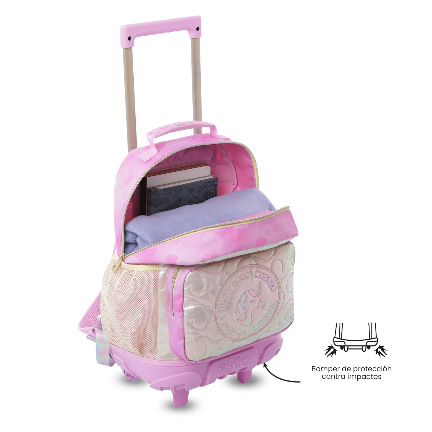 Mochila Infantil com Rodas Totto Unicorn Kisses M Rosa-6