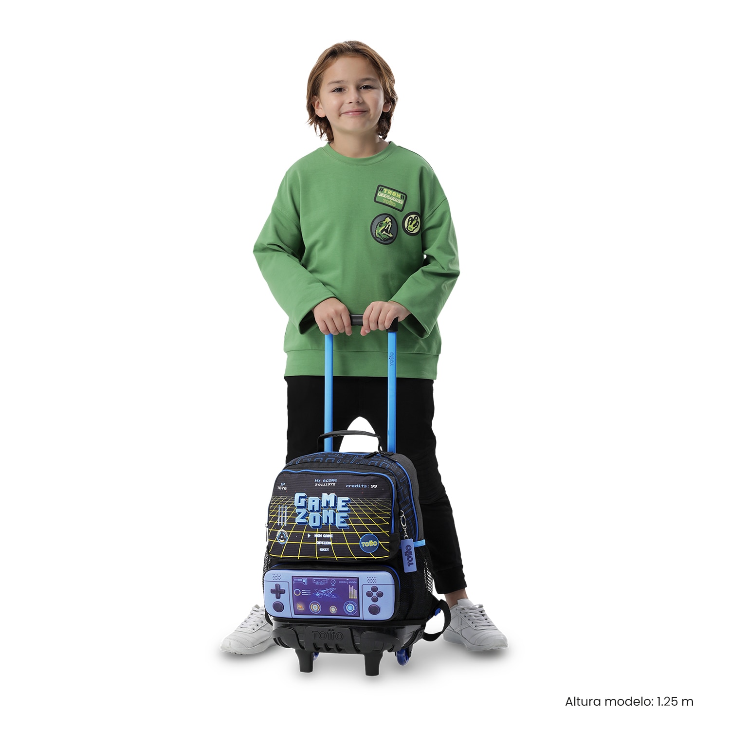 Mochila Infantil com Rodas Totto Vortex M Preto-3