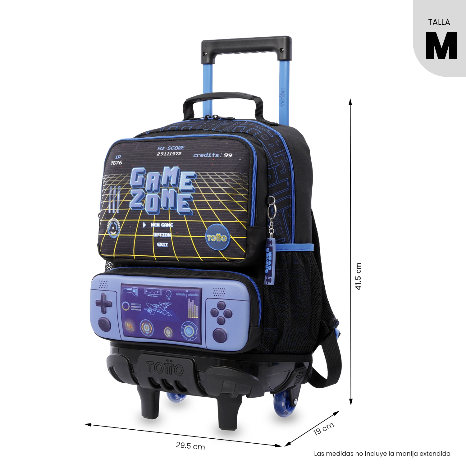 Mochila Infantil com Rodas Totto Vortex M Preto-4