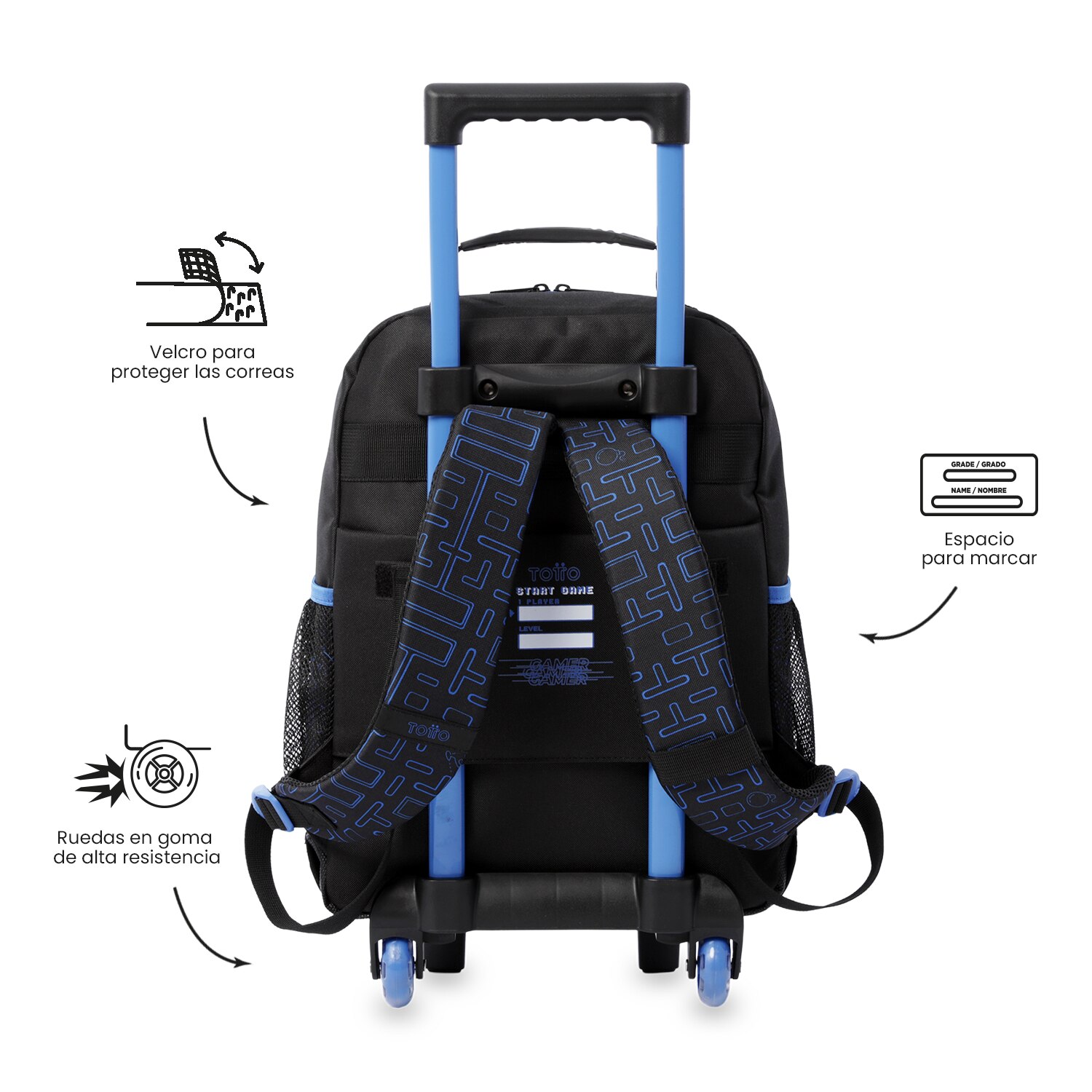 Mochila Infantil com Rodas Totto Vortex M Preto-5