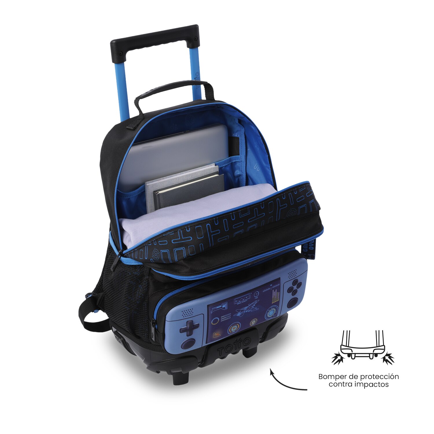 Mochila Infantil com Rodas Totto Vortex M Preto-6