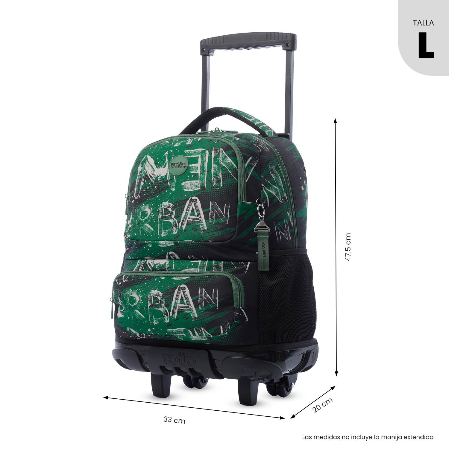 Mochila Infantil com Rodas Totto Skl L Verde-2