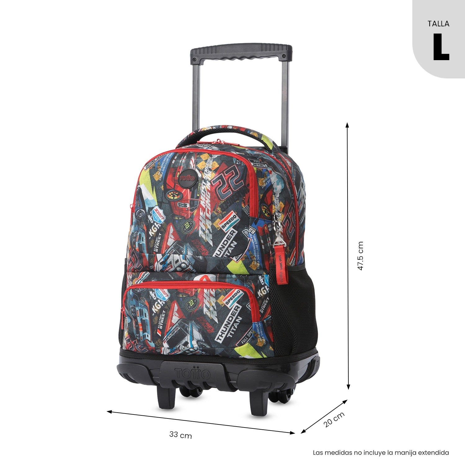 Mochila Infantil com Rodas Totto Skl L Vermelho-4