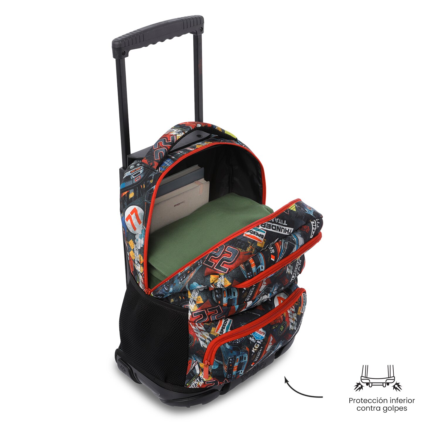 Mochila Infantil com Rodas Totto Skl L Vermelho-6